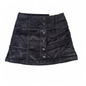 American Eagle Black Corduroy Mini Skirt Size 00 High Rise A-Line NWT